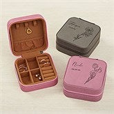 Birth Month Flower Personalized Leatherette Jewelry Case - 41259