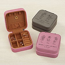 Family Birth Month Flower Personalized Leatherette Jewelry Case  - 41260