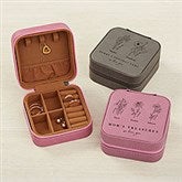 Family Birth Month Flower Personalized Leatherette Jewelry Case - 41260