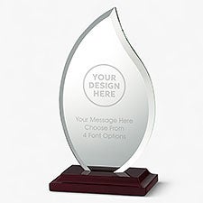 Personalized Logo Mahogany Finish and Glass Flame Award  - 41282