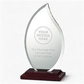 Personalized Logo Mahogany Finish and Glass Flame Award  - 41282