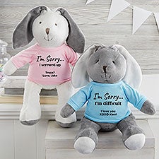 Im Sorry… Personalized White/Grey Plush Bunny - 41379