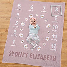 Retro Daisy Personalized Baby Milestone Blanket  - 41443