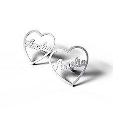 Personalized Heart Script Name Earrings  - 41451D