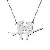 Personalized Love Birds Initials Necklace  - 41454D