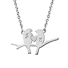 Personalized Love Birds Initials Necklace  - 41454D