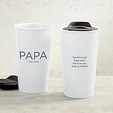 Grandma  Grandpa Established Personalized 12 oz. Double-Walled Ceramic Travel Mug - 41469