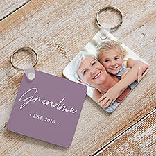 Grandma & Grandpa Date Established Photo Keychain  - 41470