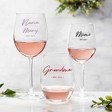 Grandma  Grandpa Established Personalized Wine Glass Collection  - 41471