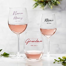 Grandma & Grandpa Established Personalized Wine Glass Collection - 41471