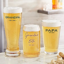 Grandma & Grandpa Date Established Custom Beer Glasses - 41472