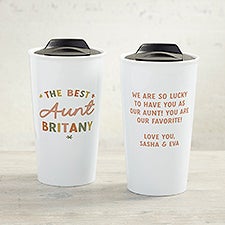 The Best Auntie Personalized 12 oz. Double-Walled Ceramic Travel Mug - 41491