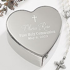 Personalized Silver Heart Keepsake Box - God Bless - 41502