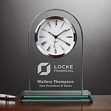 Engraved Logo Glass Clock  - 41548