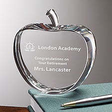 Engraved Logo Crystal Apple Keepsake  - 41565