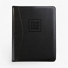 Personalized Logo Black Leather Portfolio  - 41569