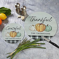 Fall Family Pumpkins Personalized Round Glass Cutting Boards  - 41580