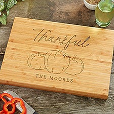 Fall Family Pumpkins Personalized Bamboo Cutting Board  - 41581