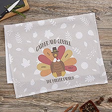 Thankful Turkey Personalized Waffle Weave Kitchen Towel  - 41586