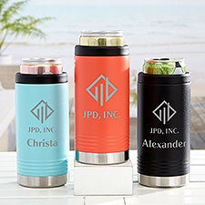 Personalized Logo Stainless Insulated Slim Can Holder- Black - 41592