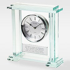 Engraved Jade Glass Desk Clock - 41620