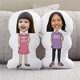 Girl Personalized Photo Character Throw Pillow  - 41669