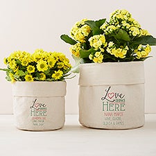 Personalized Canvas Flower Planter - Love Grows Here - 41698