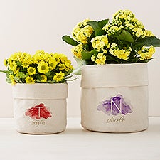 Personalized Canvas Flower Planter - Birthstone Color - 41703