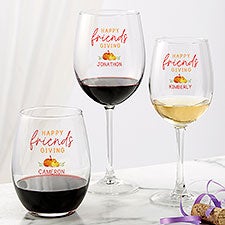 Friendsgiving Personalized Wine Glasses  - 41723