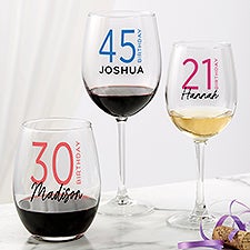 Birthday Bash Personalized Wine Glass Collection - 41775