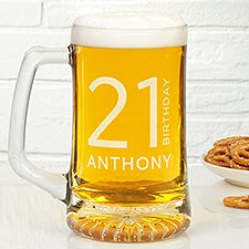Birthday Bash Personalized Deep Etched Beer Mug - 41781