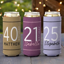 Birthday Bash Personalized Slim Can Cooler - 41783