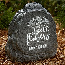 Smell the Flowers Personalized LED Outdoor Garden Stone  - 41795
