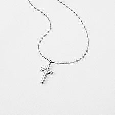 Engraved Childrens Two Tone Stainless Cross Necklace - 41827