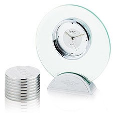 Engraved Round Clock and Paperweight Set for the Boss - 41861