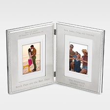 Engraved Beaded Double Picture Frame for the Couple - 41908