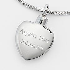 Engraved Memorial Heart Urn Necklace - 41931