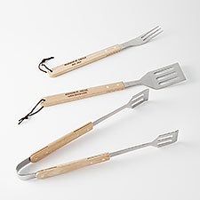 Engraved Housewarming 3 Piece Wood BBQ Set - 42004