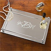 Monogram Mirrored Vanity Tray - Single Initial Design - 4202
