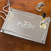 Monogram Mirrored Vanity Tray - Single Initial Design - 4202