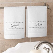 Personalized Linen Guest Towel Sets - Fleur de Lis Design - 4217