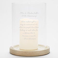 Personalized  Anniversary Hurricane Candle Holder with Wood Base - 42356