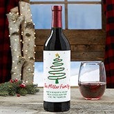 Abstract Christmas Tree Personalized Wine Bottle Label  - 42424