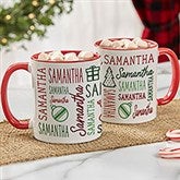 Holiday Repeating Name Personalized Coffee Mug - 42470