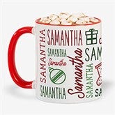 Holiday Repeating Name Personalized Coffee Mug - 42470