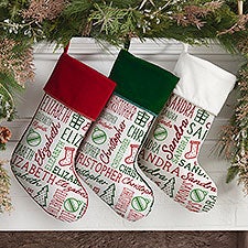 Holiday Repeating Name Personalized Christmas Stockings  - 42477
