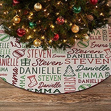 Holiday Repeating Name Personalized Christmas Tree Skirt  - 42479