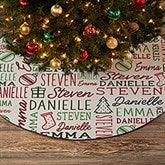 Holiday Repeating Name Personalized Christmas Tree Skirt - 42479