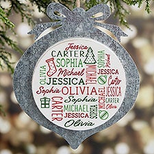 Holiday Repeating Name Personalized Galvanized Metal Ornament  - 42485