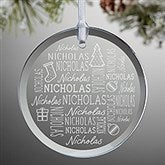 Holiday Repeating Name Personalized Glass Ornament - 42486